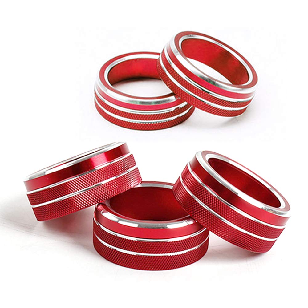 Thor-Ind 5Pcs Aluminum Car Centre Console Ac Air Conditioning Knob Sound Volume Knob Cover Trim For 10Th Honda Accord Sedan Sport Ex Ex-L Lx 2018 2019 2020 2021 (Red)
