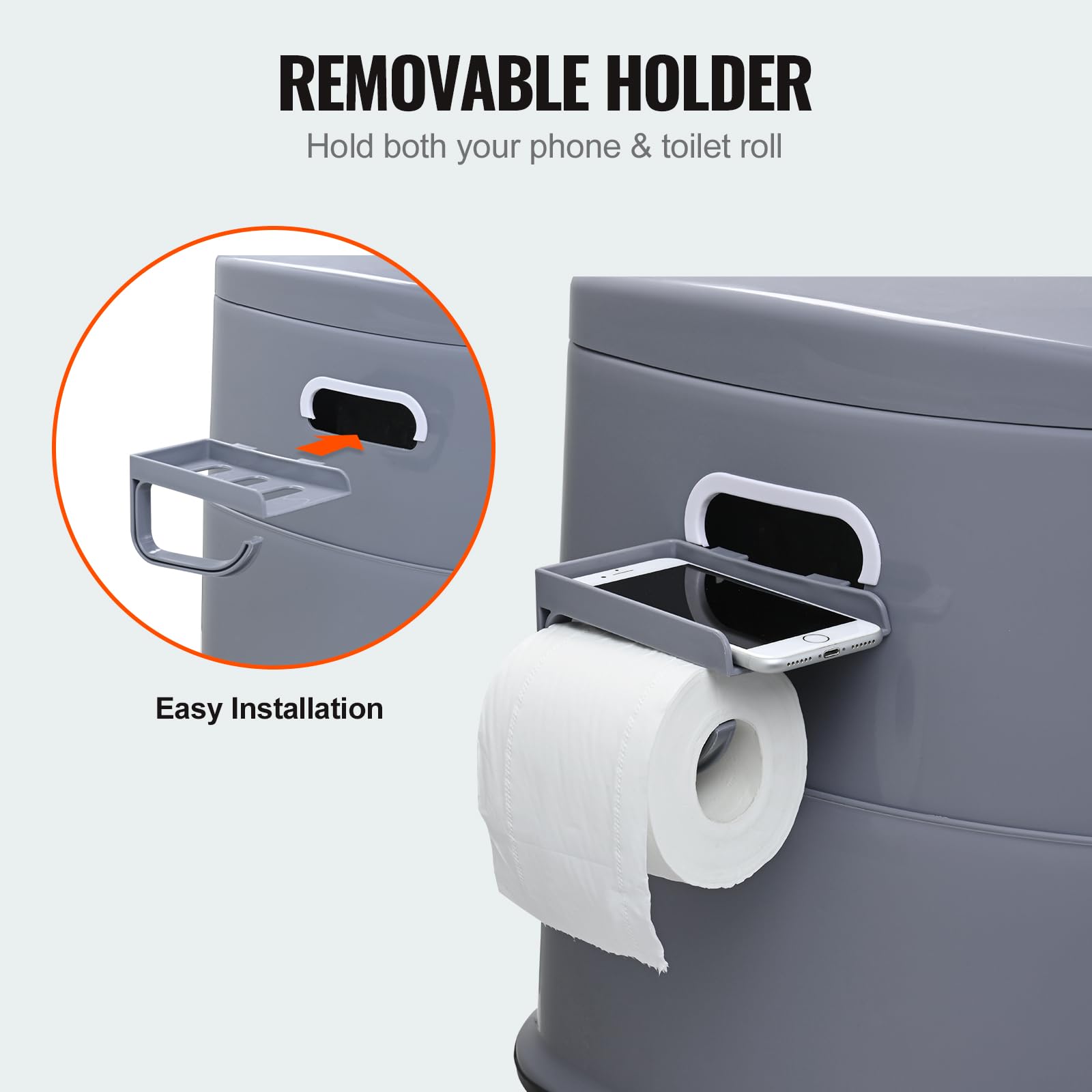 Vevor Rv Toilet For Camping, Portable Toilet With 1.3 Gal Detachable Inner Bucket & Removable Paper Holder, Commode With Dual Lids, Travel Toilet For Outdoor Camping Car Long Road Trips