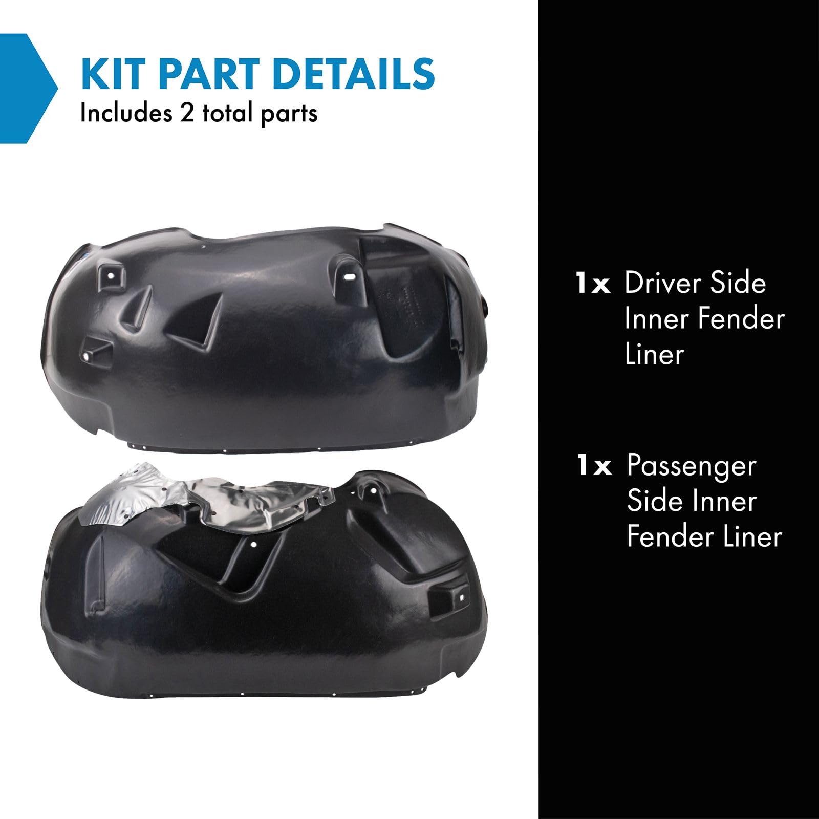 Trq Inner Fender Liner Set Compatible With 2005-2010 Dodge Dakota 2011 Ram Ch1248129 Ch1249129