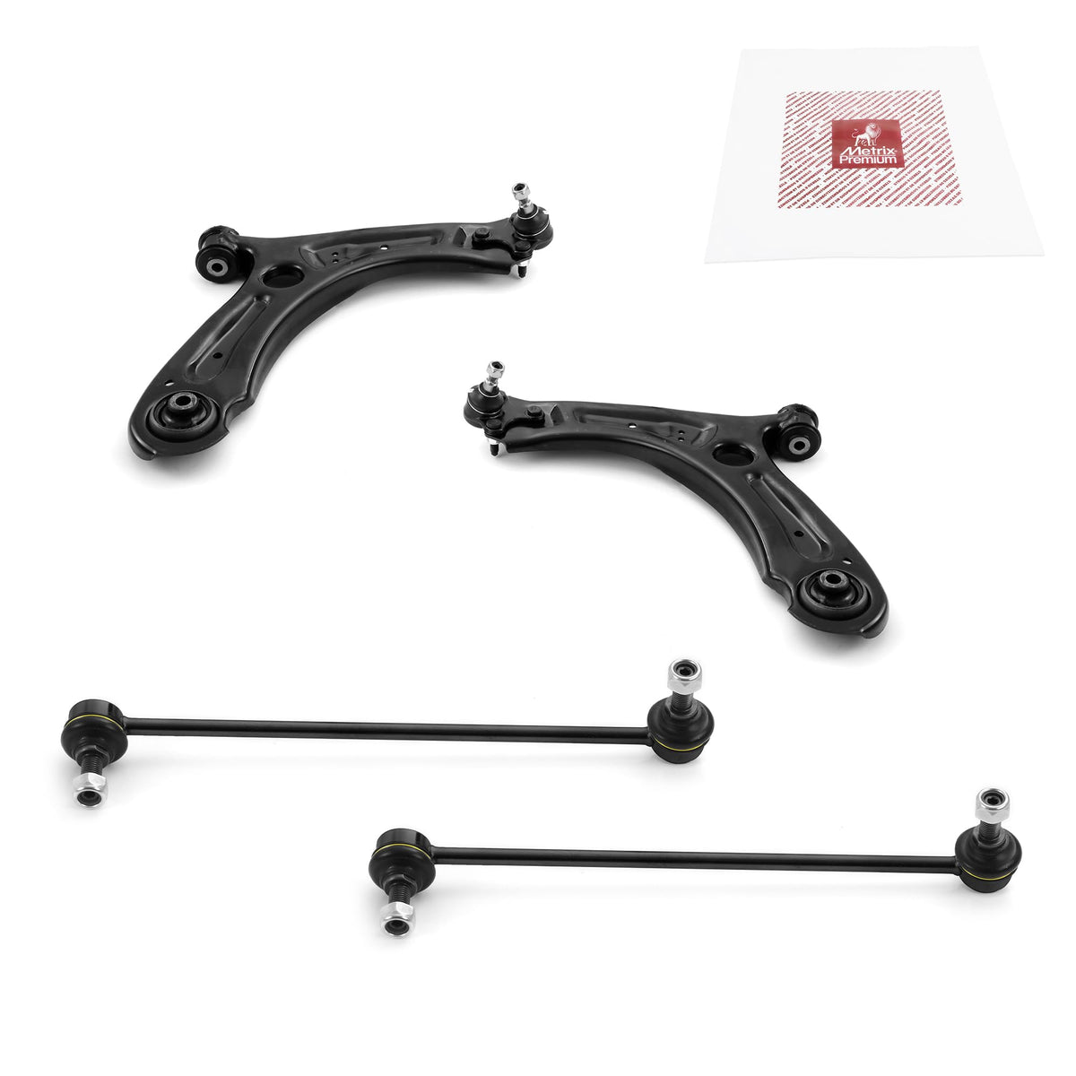 Metrix Premium Chassis Parts - 4 Pc Front Lower Control Arm & Front Sway Bar Stabilizer End Link Kit Fits 15-18 Volkswagen Jetta