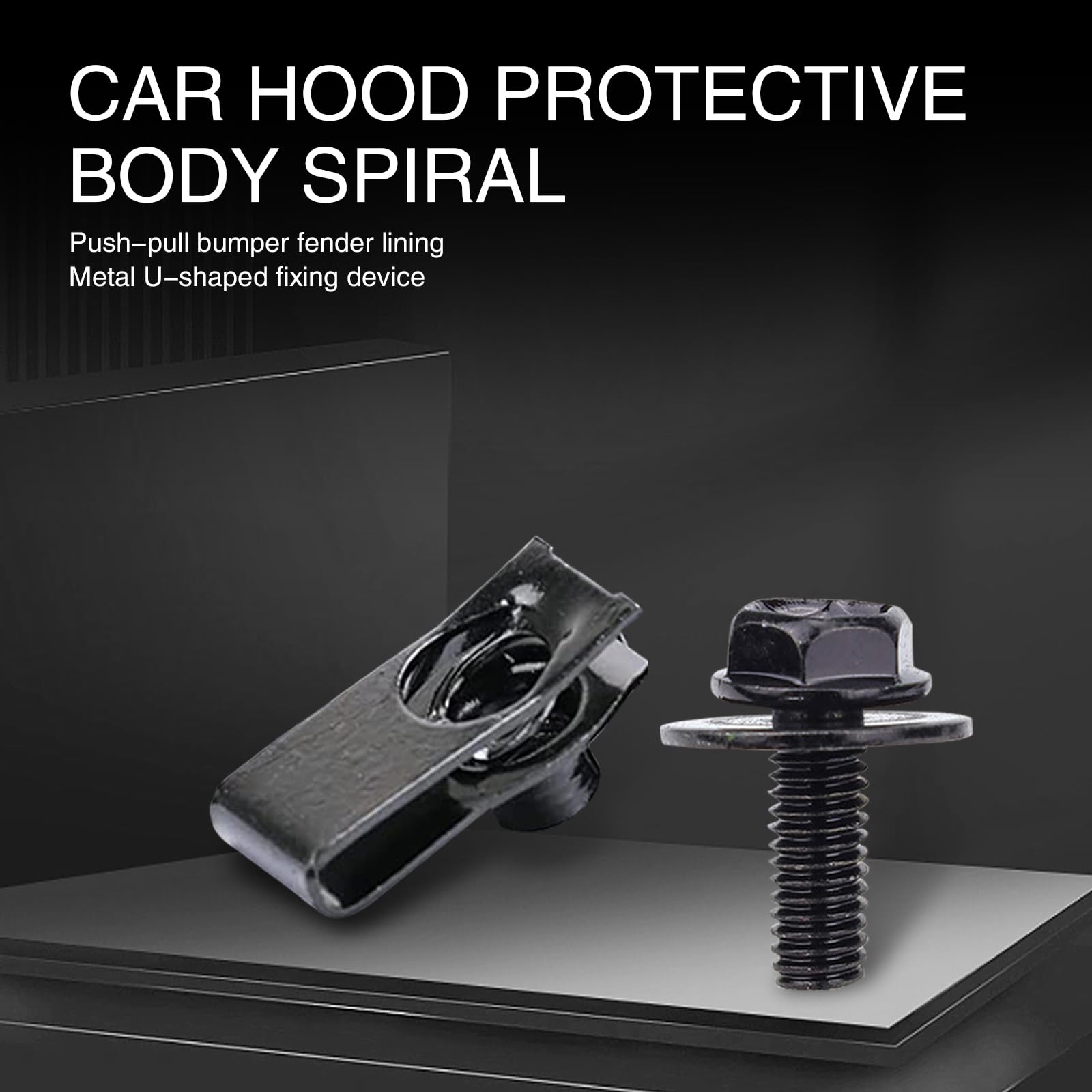 UGSHY 20 PCS Automotive Body Bolt and U-nut Clamp Kit, Hood Guard Spiral, Bumper Fender Liner Push Pull Metal Rust-Resistant U R
