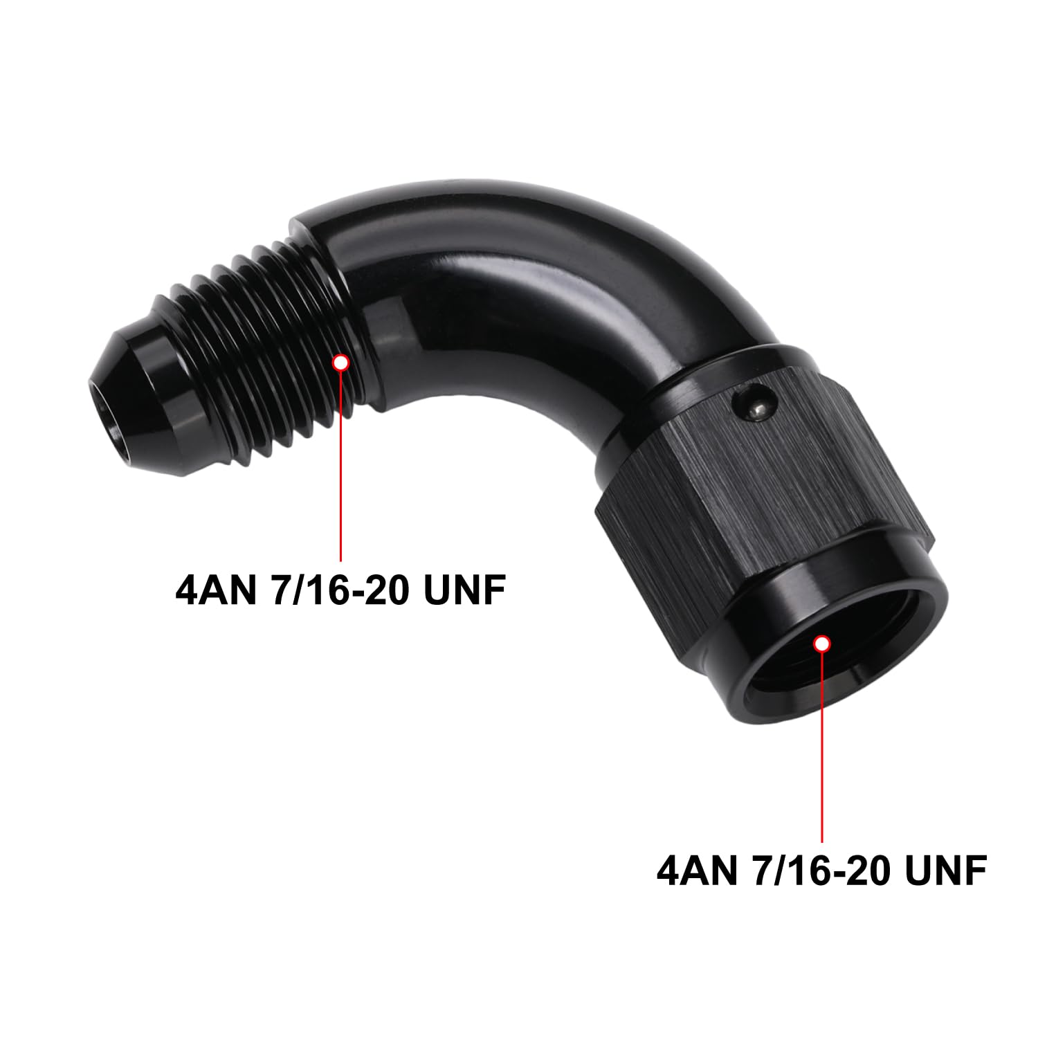 Podavelle 90 Degree 4An Male To 4An Female Swivel Full Flow Fitting Adapter Coupler Aluminum Black