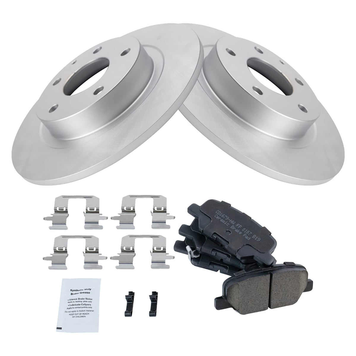 Trq Rear Brake Pad & Rotor Kit Brake Pads Brake Rotor Ceramic Premium G-Coated Compatible With 2014-2015 Mazda 6