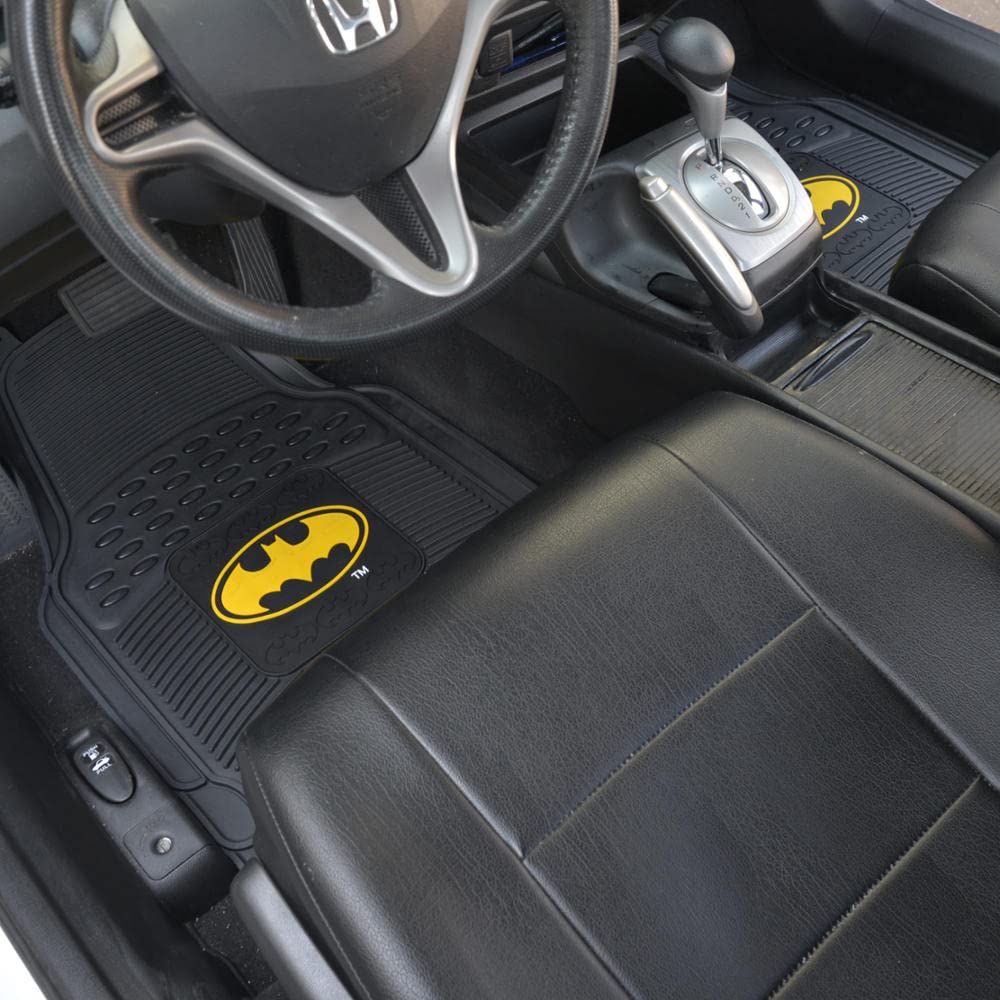 Dc Comics - Batman Car Floor Mats 3Pc Set - Logo On Heavy Duty Rubber, Fits Most Cars Trucks Van Suvs