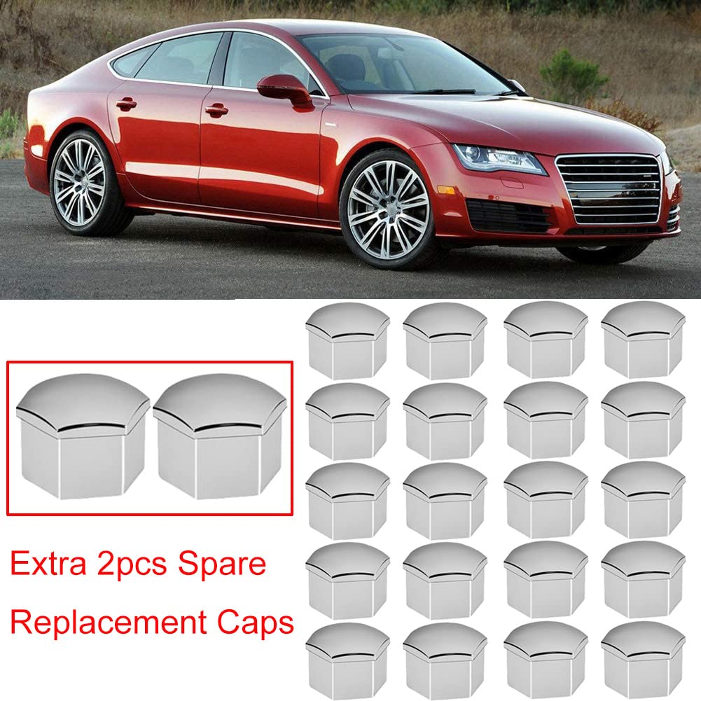 Gebildet 22 Pieces 17Mm Chrome Wheel Nut Caps, Wheel Bolt Nut Caps Covers, Hexagonal Tire Nut Covers With Removal Tool Set For C