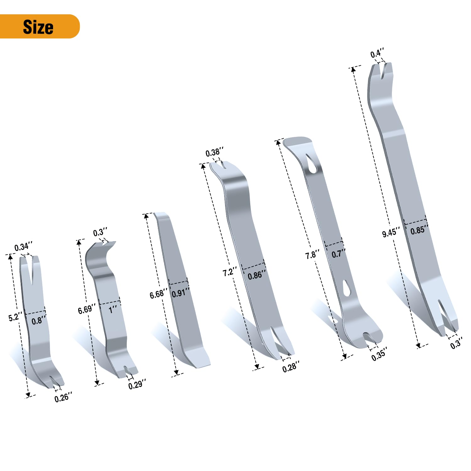 Gooacc 6Pcs Metal Trim Removal Tool Auto Pry Tool Kit Auto Trim Removal Set For For Car Audio Dash Window Molding Panel Door Wit