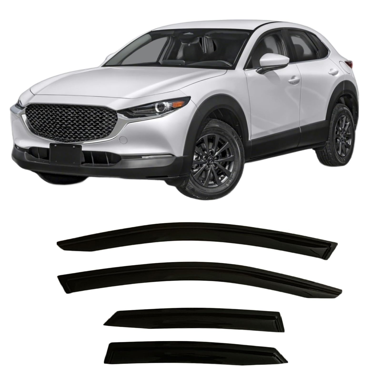 2020-2025 Tape-On Rain Guards For Mazda Cx-30 Side Window Visor Deflectors 2.5 S Select Sport Preferred Premium Turbo Cx30 Durab