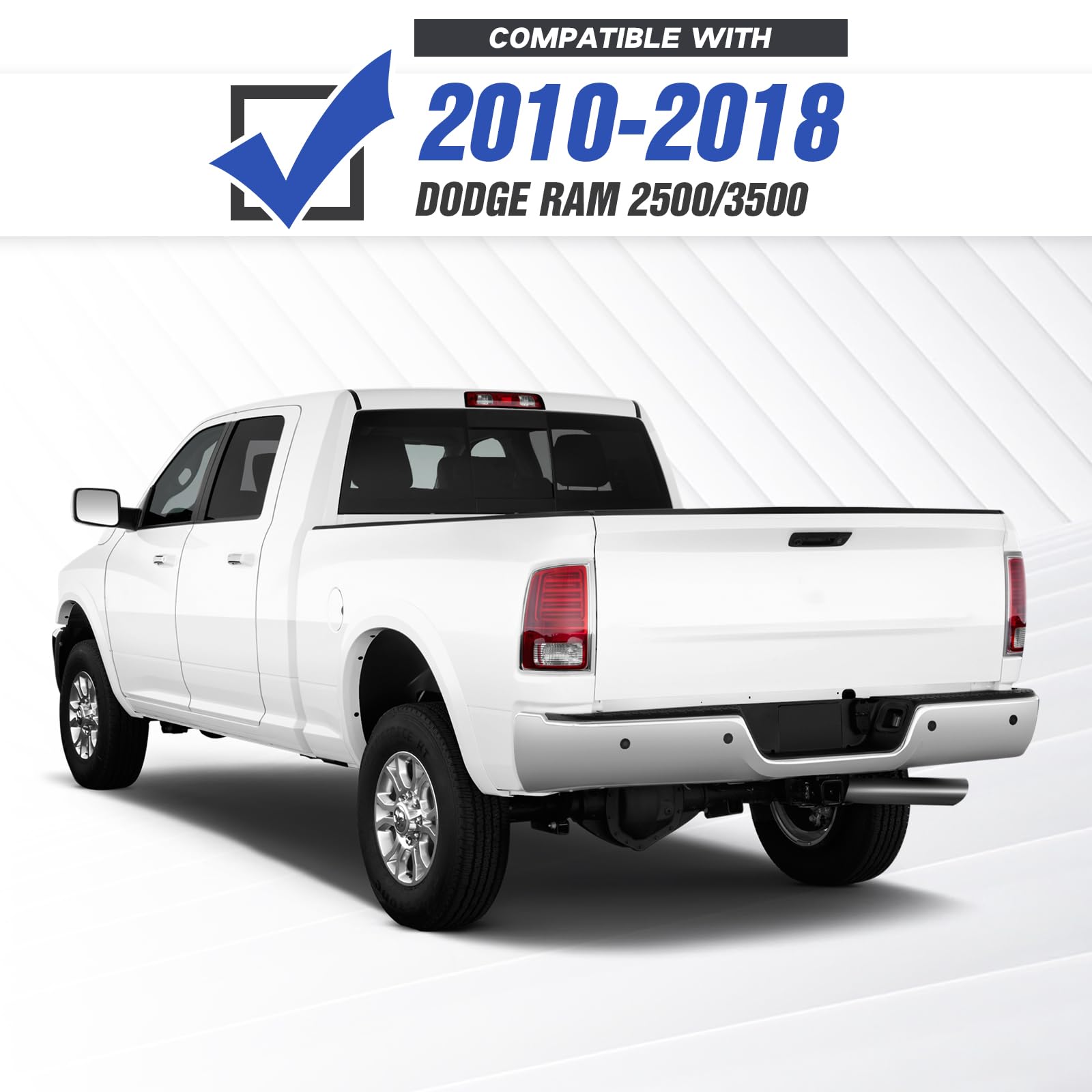 YZONA Rear Step Bumper Compatible with 2010-2018 Dodge Ram 2500 3500 Pickup Truck Bumper Consists of 4 x 18W LED Lights, Paintab