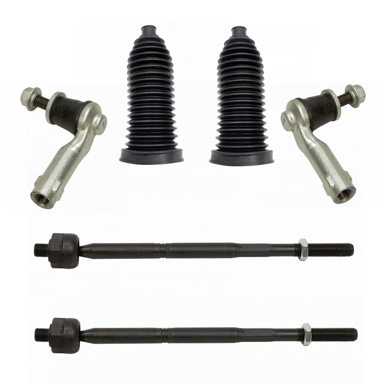 Trq Front Driver & Passenger Side Inner & Outer Steering Kit Steering Rack & Pinion Bellow Tie Rod Compatible With 2015-2017 Chr