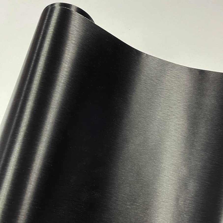 Lzlrun Free Tool Kit Black Satin Metallic Brushed Vinyl Tape For Black Out Chrome Delete Window Trim Door Trim (1Feet X 10Feet)