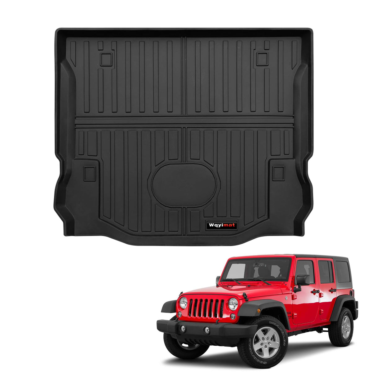 Wqyimat Custom for 2007-2018 Jeep Wrangler JK 4 Door Cargo Mats Trunk Liner All Weather TPE Rubber Protection Mat (for Jeep Wran