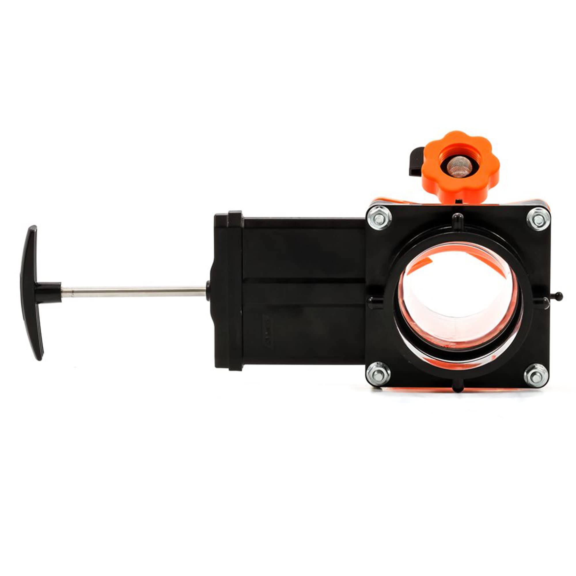 Camco Rhino Blaster Pro Clear Elbow Trailer Rv Holding Tank Rinser W/Gate Valve, Vacuum Breaker, & 4-Prong Bayonet Swivel Fittin