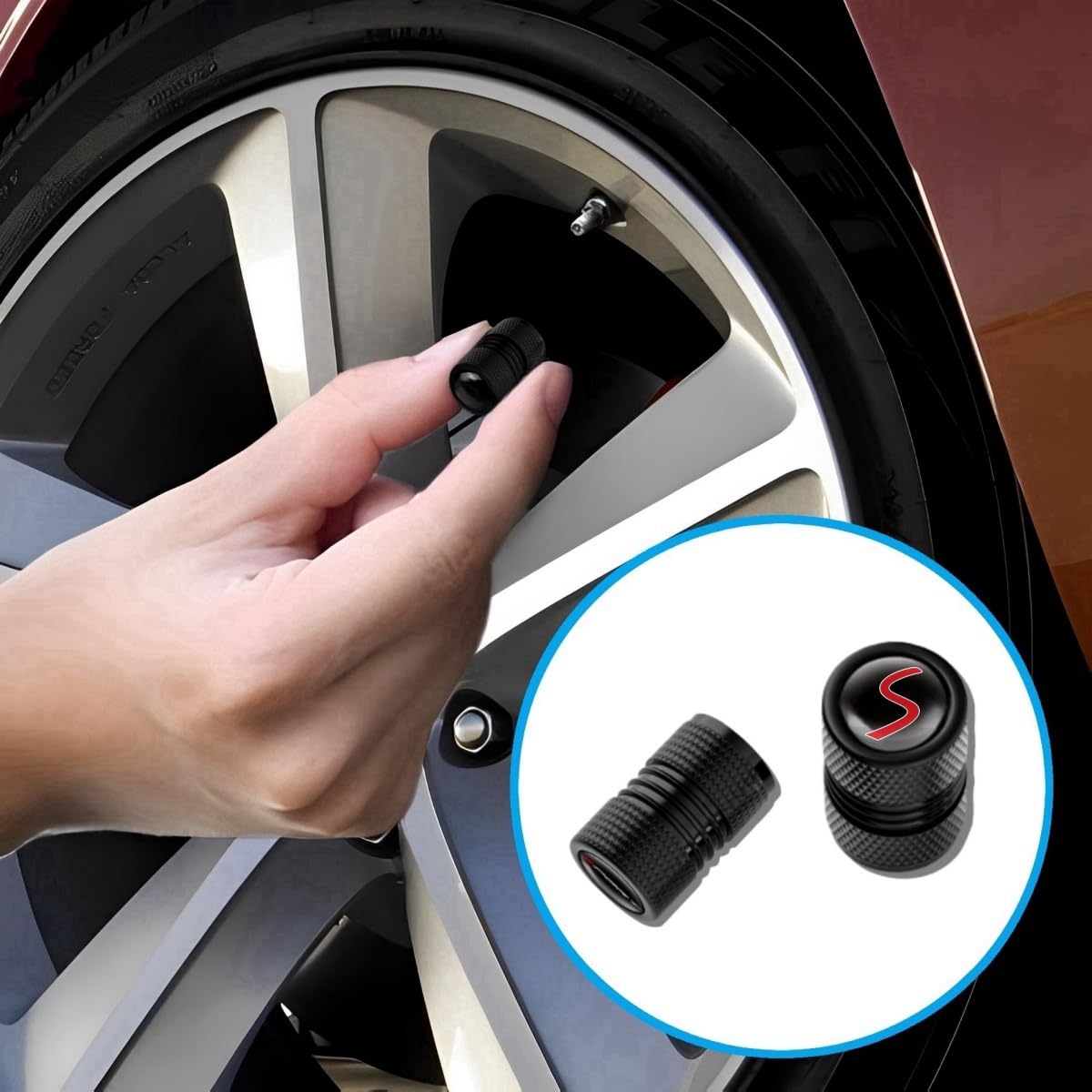 Car Wheel Tire Valve Stem Caps Compatible with Mini Cooper s Fashion Tire Air Caps Cover