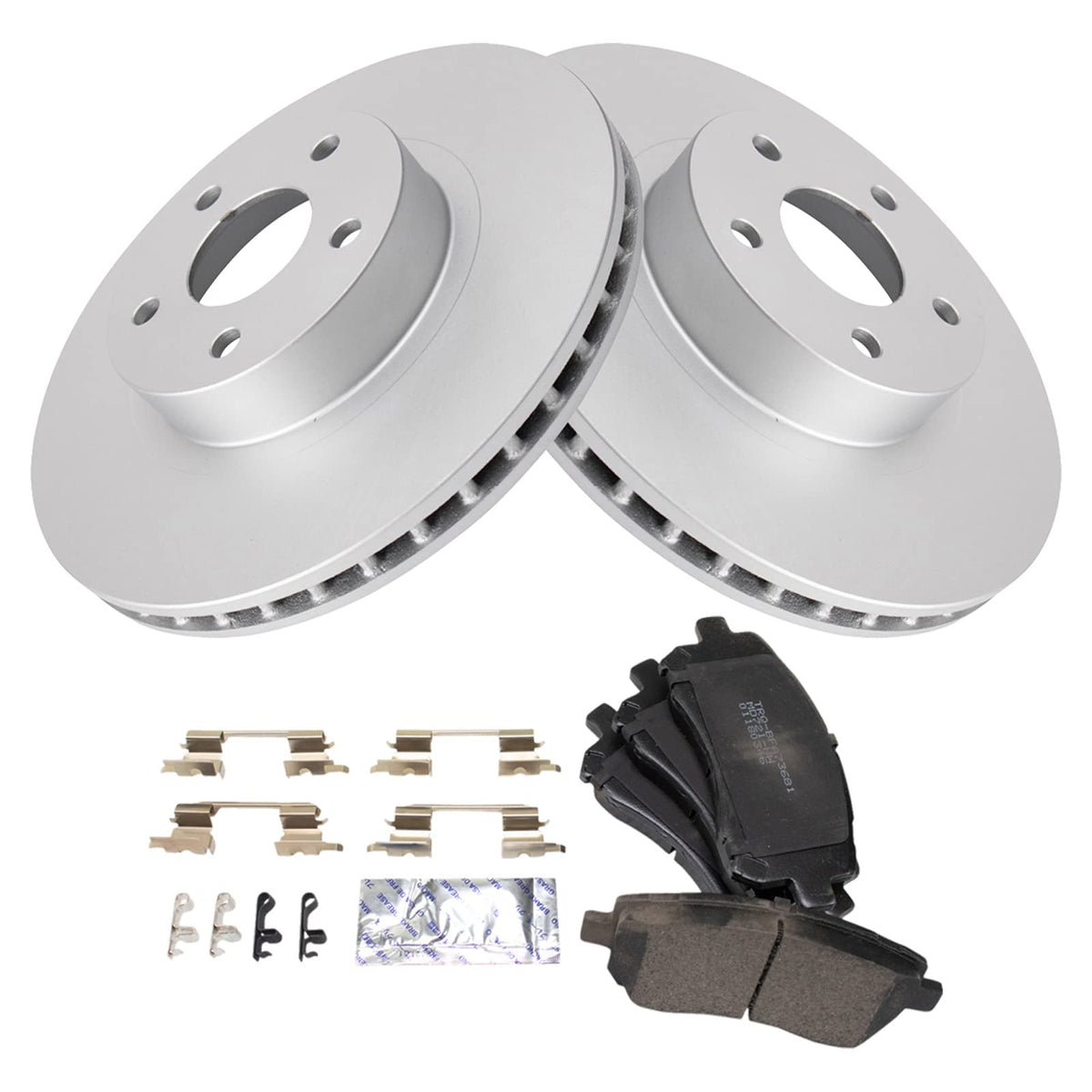 Trq Front Brake Pad & Rotor Kit Brake Pads Brake Rotor Semi-Metallic Premium G-Coated Compatible With 1998-2002 Subaru Forester