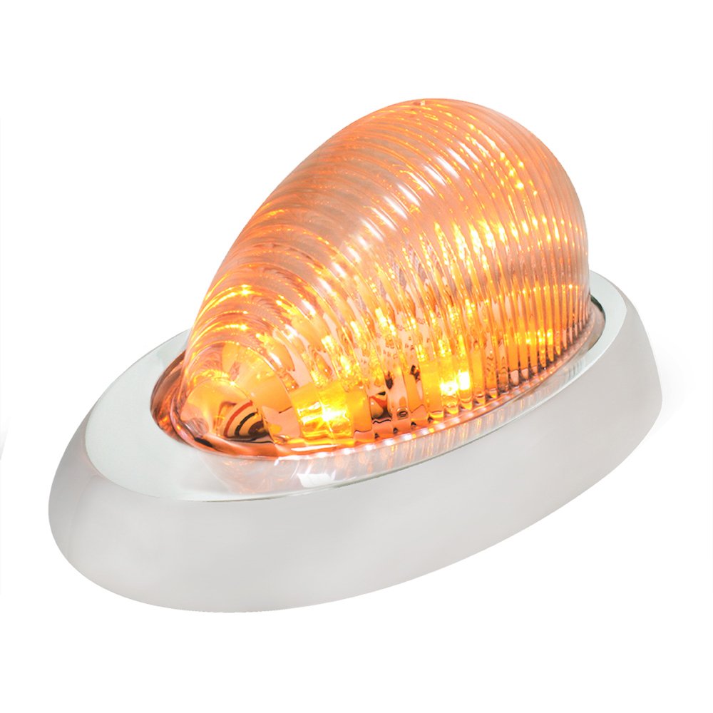 Gg Grand General 76373 Side Turn And Marker Amber/Clear 12 Led Light With Chrome Cover For Freightliner