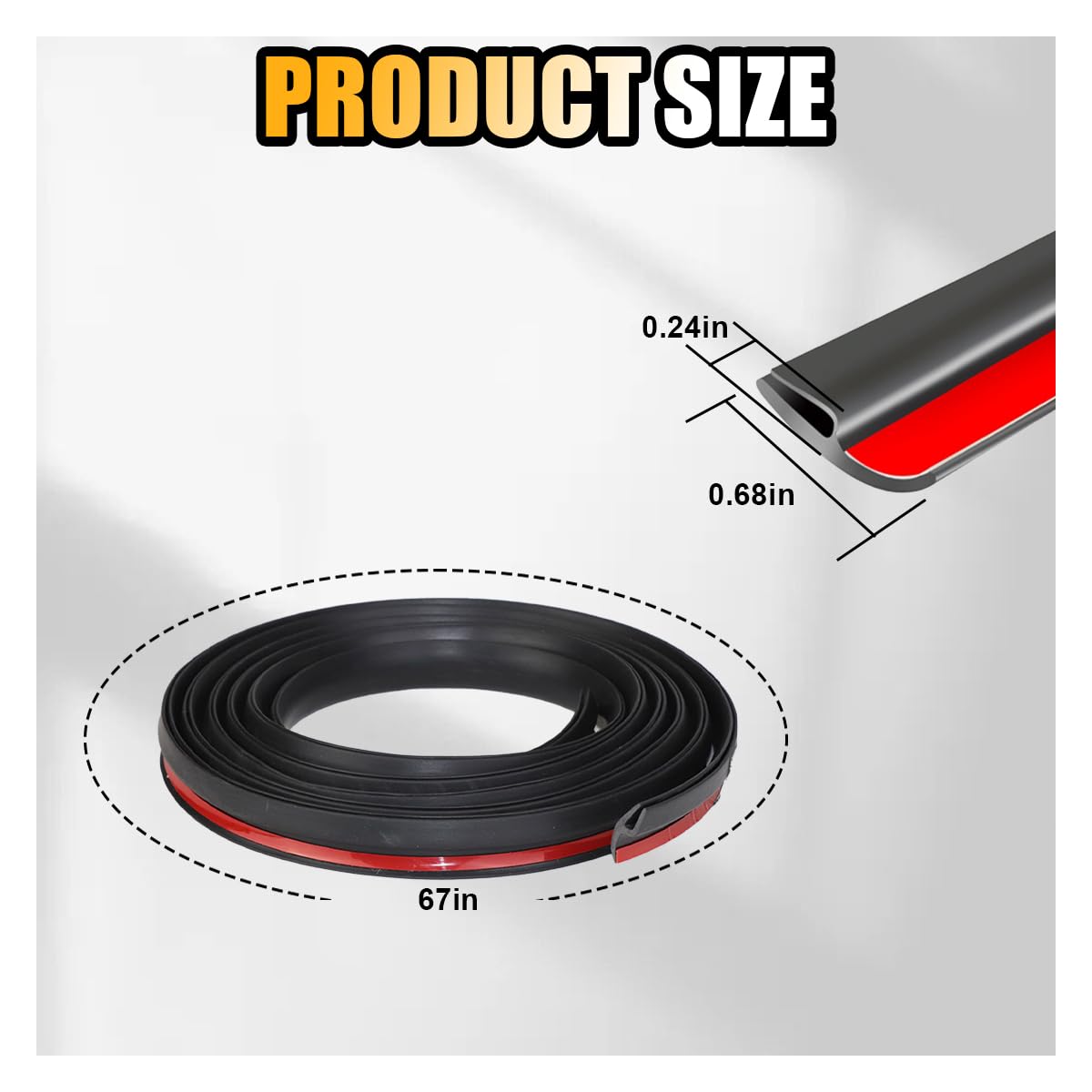 Car Front Windshield Rubber Seal Strip, 1.7M/5.6Ft Car Weather Stripping Seal Strip Waterproof And Soundproof Cuttable Windshiel