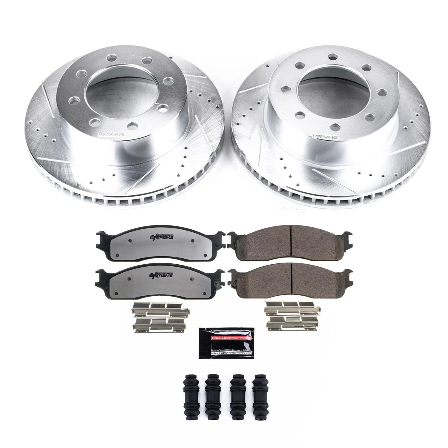 Power Stop K2203-36 Front Z36 Truck & Tow Brake Kit, Carbon Fiber Ceramic Brake Pads And Drilled And Slotted Brake Rotors For 20