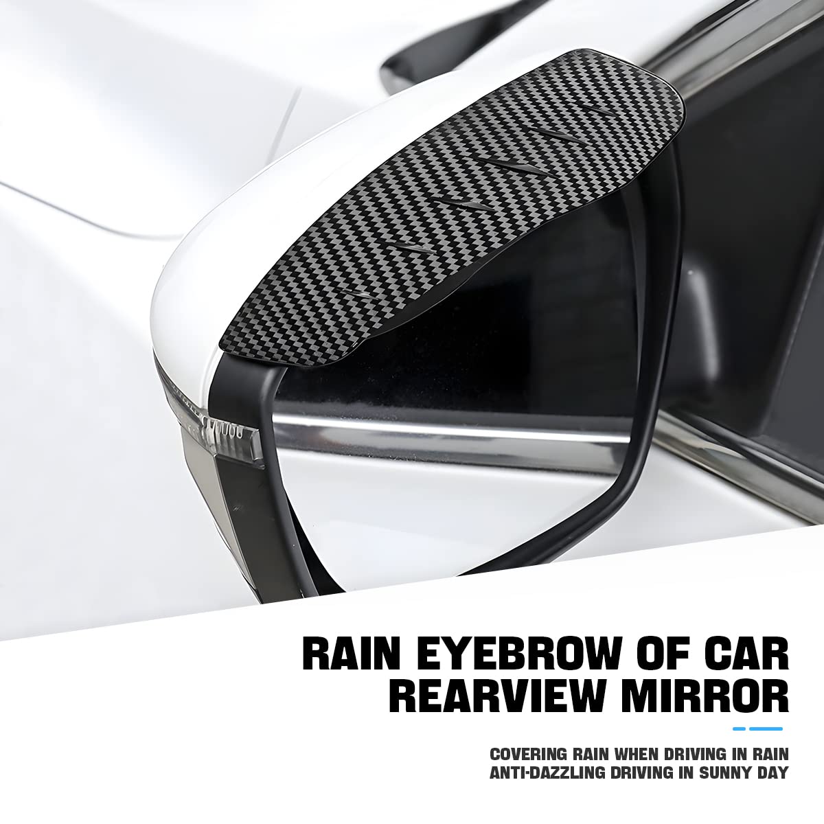 Blilo 2Pcs Smoke Visor Guards For Car Side Mirrors - Waterproof Carbon Fiber Auto Rain Eyebrows For Cars, Trucks And Suvs - Univ