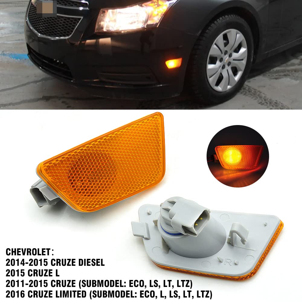 Cnpapc Front Bumper Park Signal Side Marker Light Assembly For Chevy Cruze 2011 2012 2013 2014 2015 Dot Certified Gm2551198N 423