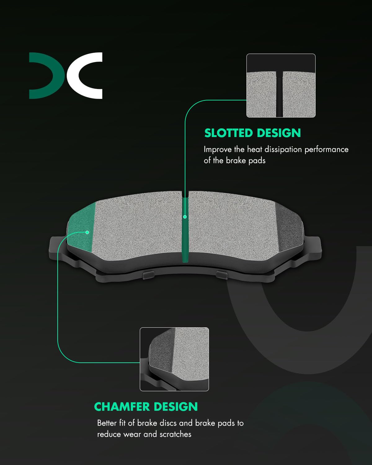 Scitoo D1327 D1326 Front Rear Brake Pads Sets Fit For Chrysler Town & Country 2008-2012,For Dodge Grand Caravan 2008-2012,For Do
