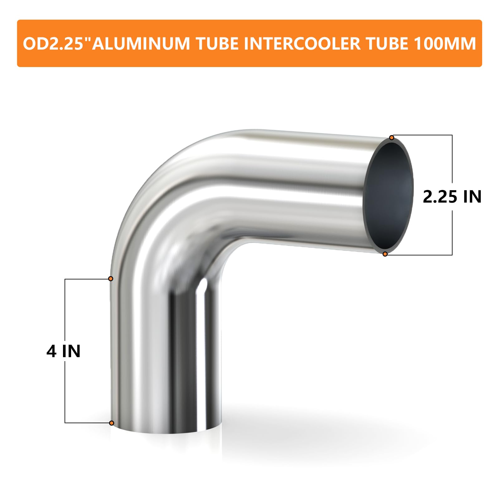 Gasher 1Pcs 90 Degree Elbow Aluminum Alloy Tube 2.25''Od, Leg Length 4'' (100Mm), Intercooler Pipe For Intake And Cooling System