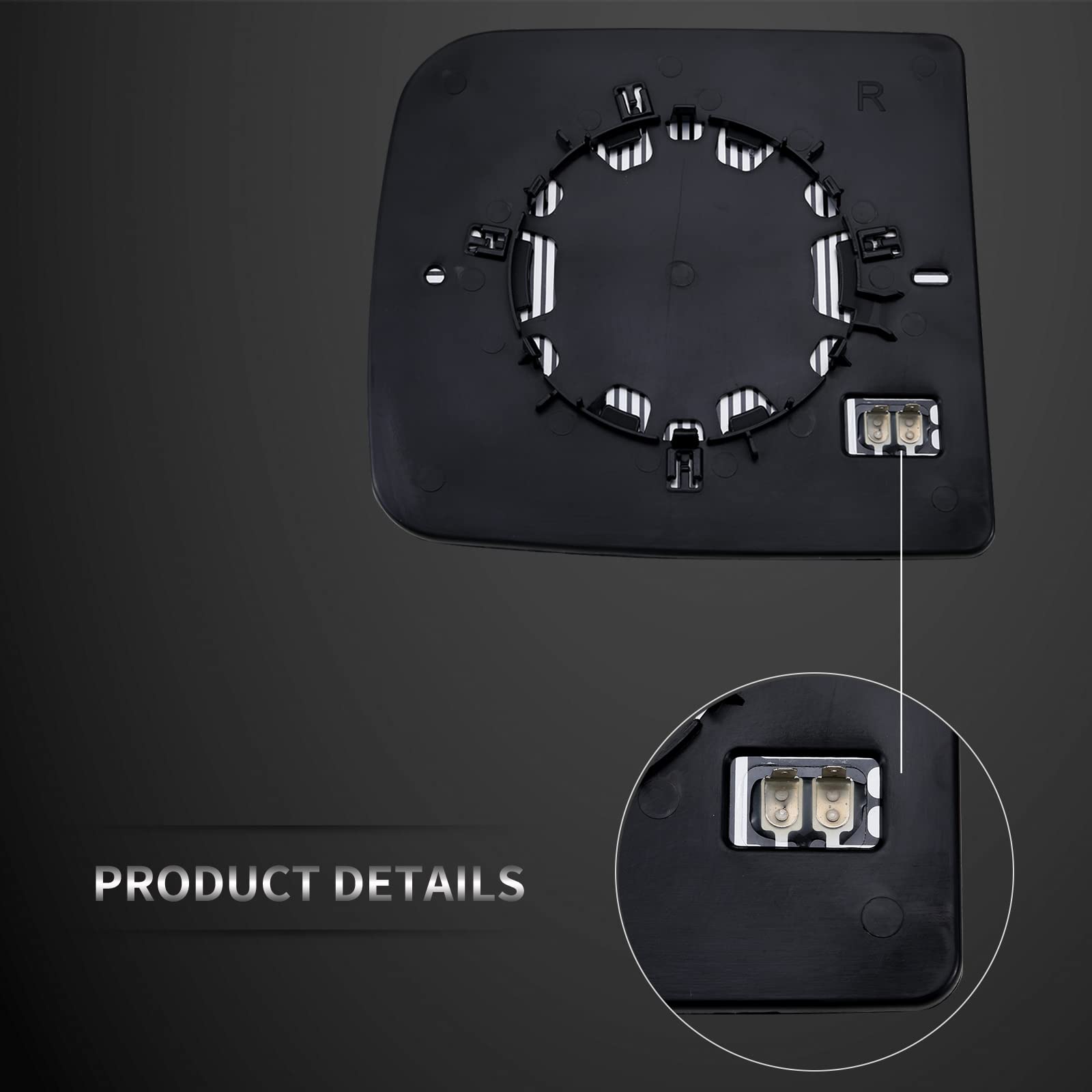 LOIYLLEN Mirror Glass, Left Mirror convexityGlass, Right Mirror Plane Glass, Towing Mirrors with Rear Holder & Heated Replacemen