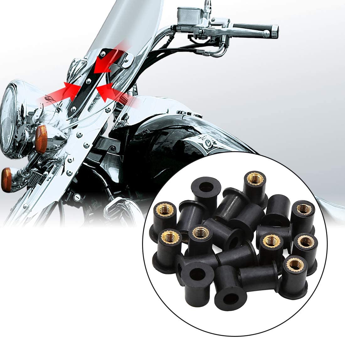 Coolboyer 10Pcs M5X16Mm Universal Motorcycle Windscreen Windshield Cnc Bolts Screws Nut Fastener For Honda Suzuki Yamaha Kawasak