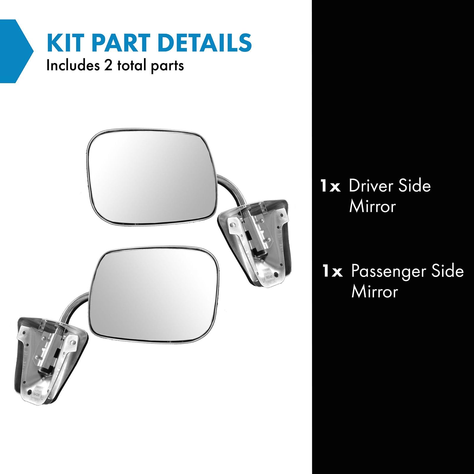 Trq Driver & Passenger Side Mirror Set With Stainless Steel Housing Compatible With 73-91 Chevrolet Gmc Gm1320103 Gm1320227