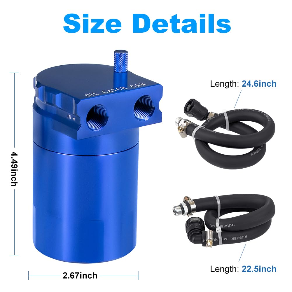 Jdmon Oil Catch Can, Passenger Side Oil Separator Compatible With Ford F150 2.7Eb 3.5Eb 5.0L Passenger Side 2011-2021, Expedition 3.5L Ecoboost 2018-2021, Raptor 3.5L Ecoboost 2017-2021, 350Ml Blue