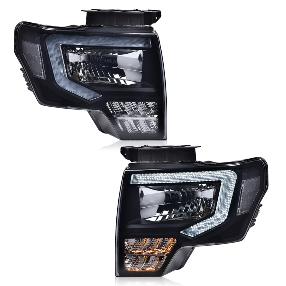 Pit66 Led Headlight Assembly Compatible With Ford F150 2009 2010 2011 2012 2013 2014 Driver & Passenger Headlamp Replacement Smo