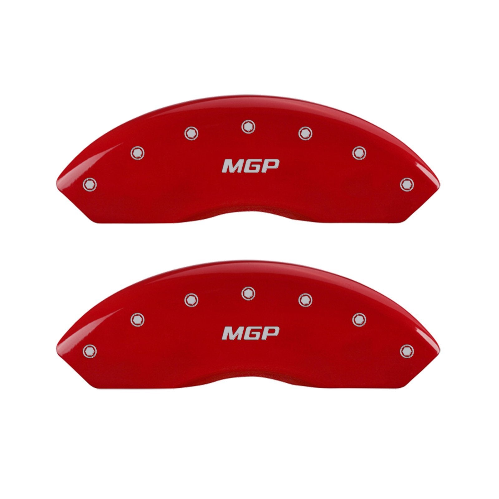Mgp Caliper Covers 42014Smgprd Red Powder Coat Finish Front And Rear Caliper Cover, Set Of 4 (Mgp Silver Characters, Engraved)