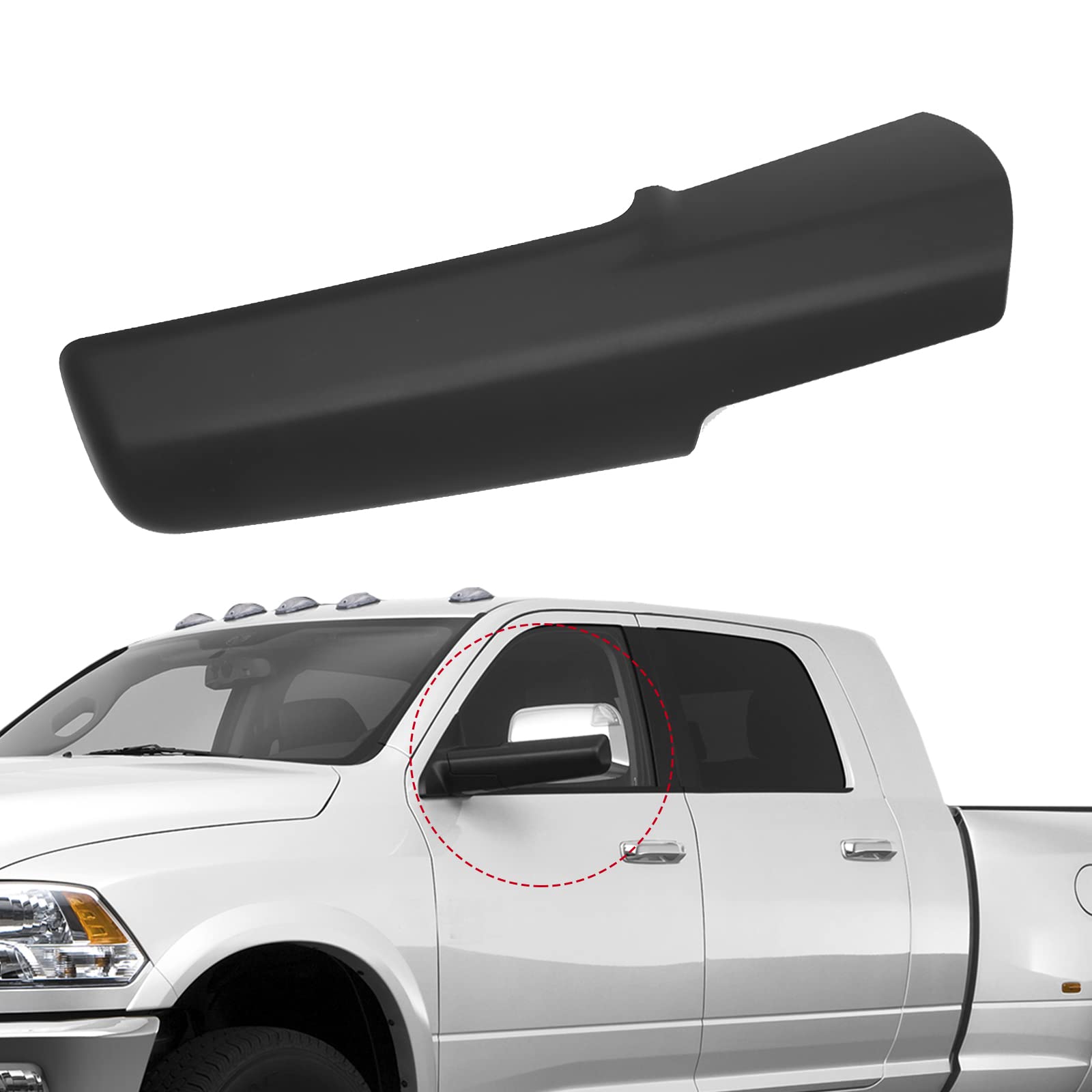 Trailer Tow Mirror Cover Cap Front Arm Right Passenger Side Replacement For Dodge Ram 2014-2019, 1500 2500 3500 Replace For #682