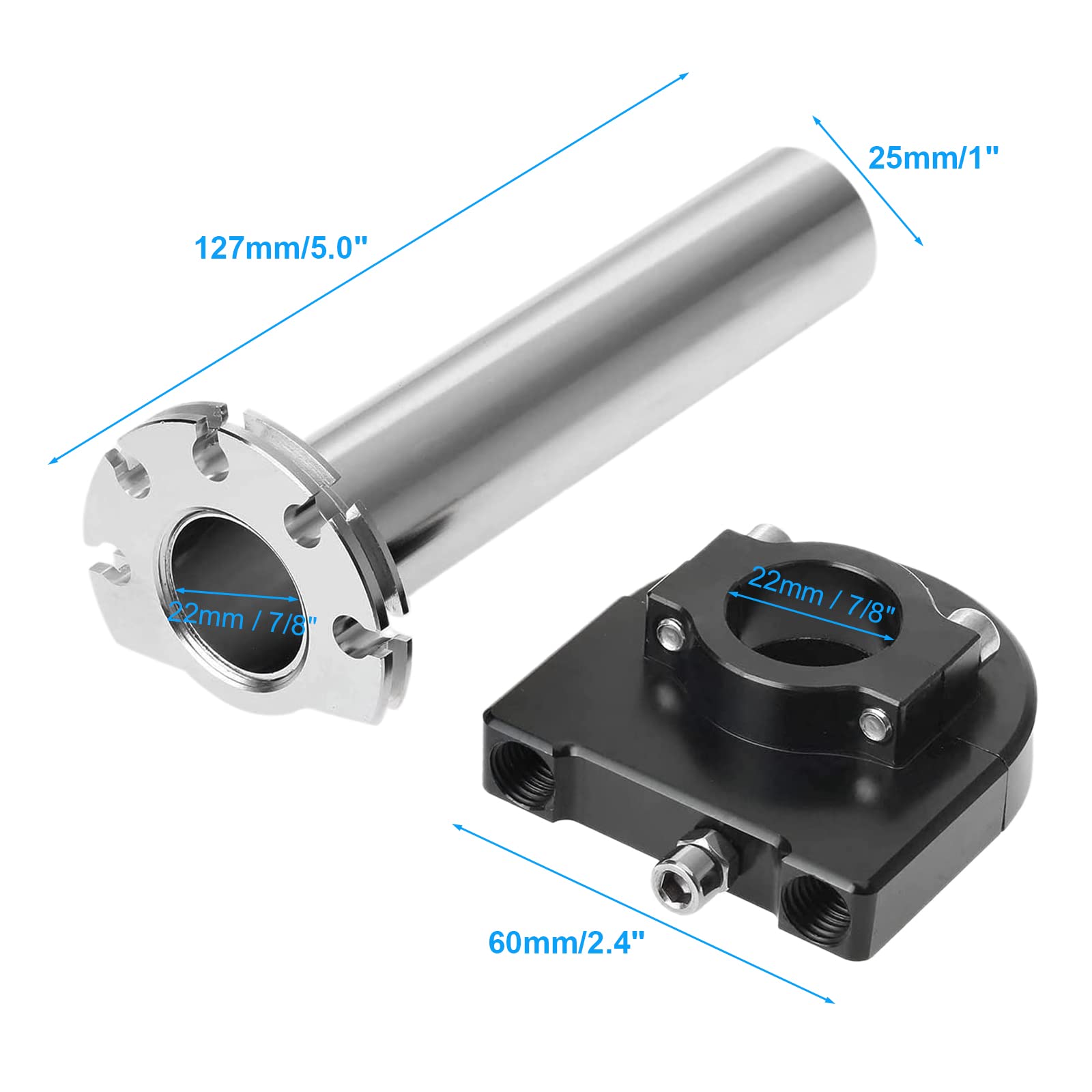 Mtsooning 22Mm 7/8' Throttle Twist Grip, Motorcycle Cnc Black Quick Throttle Tube, Aluminum Throttle Handlebar Accelerator Replacement For Kawasaki Honda Suzuki Ducati