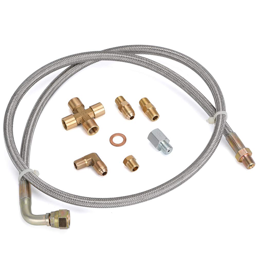 PTNHZ UNIVERSAL Turbo Oil Feed Line Oil Return Line Oil Drain Line Kit 1/8 NPT 4AN T3 T4 T3/T4 T04E T70 T66 T67 GT35 GT45