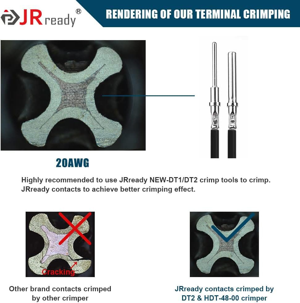 JRready Deutsch DTM 6 Pin Connectors 4 Kits, Waterproof Electrical Wire Connectors with Size 20 Solid Contacts 20-22AWG, ST6330-