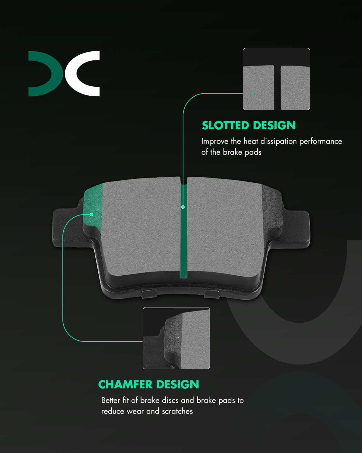 Scitoo D1071 Rear Semi-Metal Brake Pads Sets Fit For Ford For Five Hundred/For Freestyle/For Taurus/For Taurus X,For Jaguar X-Ty