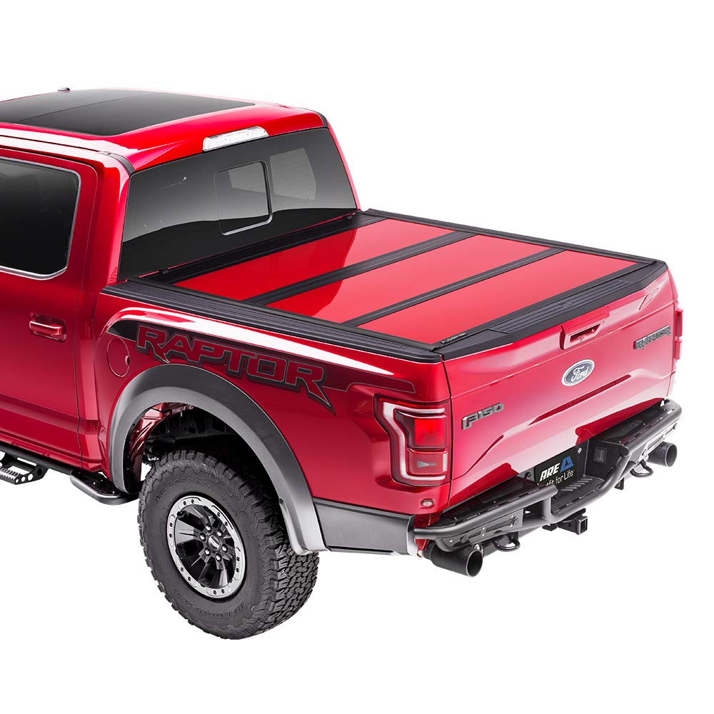 A.R.E. Fusion Painted Hard Fold Truck Bed Tonneau Cover | Ar22019L-G1 | Fits 2015 - 2020 Ford F-150 5' 6' Bed (67.1'), Paint Code: G1 Shadow Black