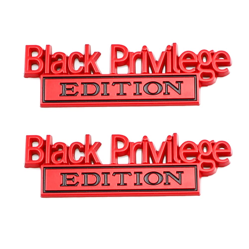 2 Pcs Black Privilege Edition Emblem Car Side Rear Front Hood Trunk Door Badge 3D Decal Sticker Fit For Car Truck Suv (Black Pri