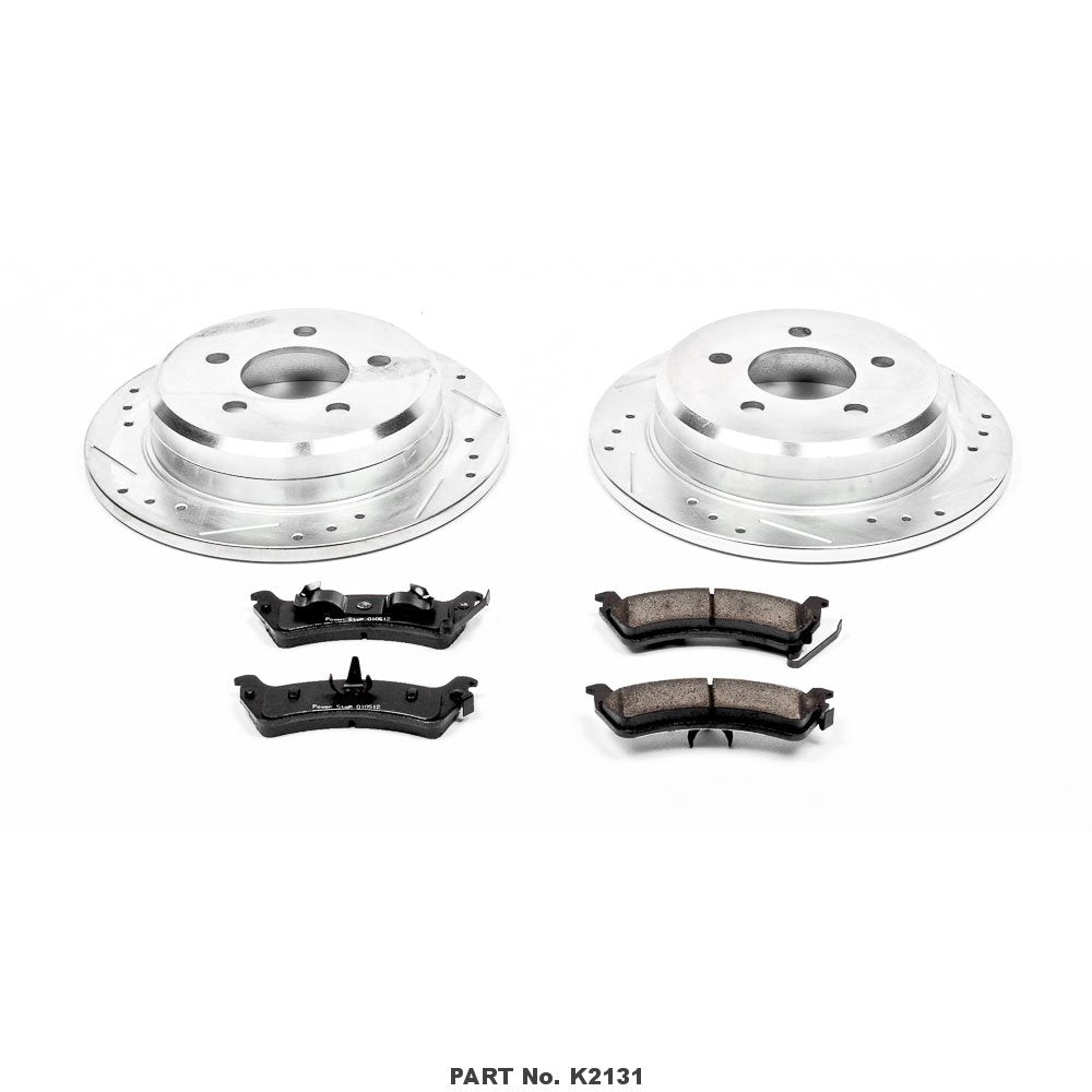 Power Stop K2131 Rear Z23 Carbon Fiber Brake Pads with Drilled & Slotted Brake Rotors Kit