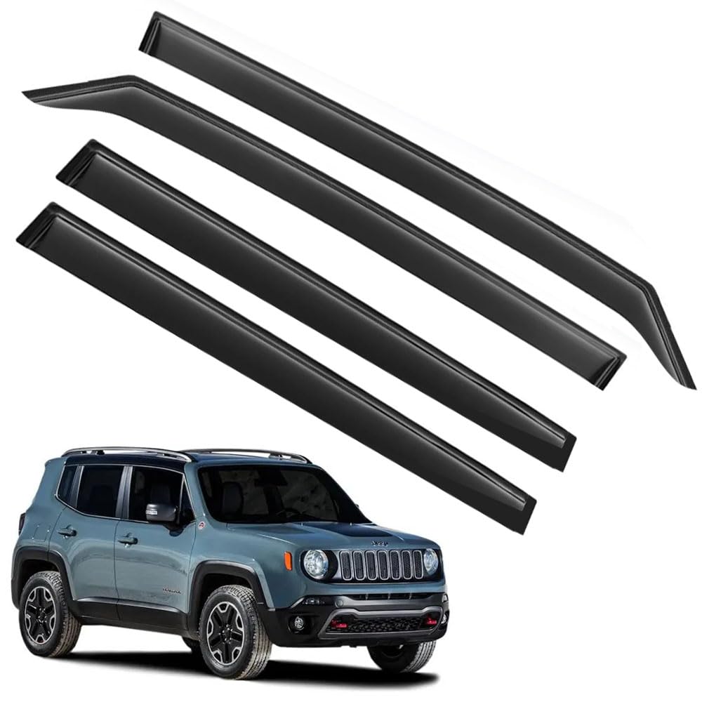 Rain Guards For Jeep Renegade 2015-2023, Tape-On Side Window Deflectors For Jeep Renegade, Window Visors For Jeep Cars, For Jeep