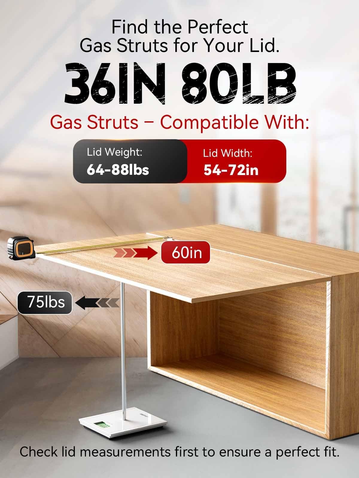 Vepagoo 36 Inch 80Lb/356N Gas Struts Shock Spring With Mounting Brackets, Lift Supports For Rv Bed Heavy-Duty Lid Box Trailer Co