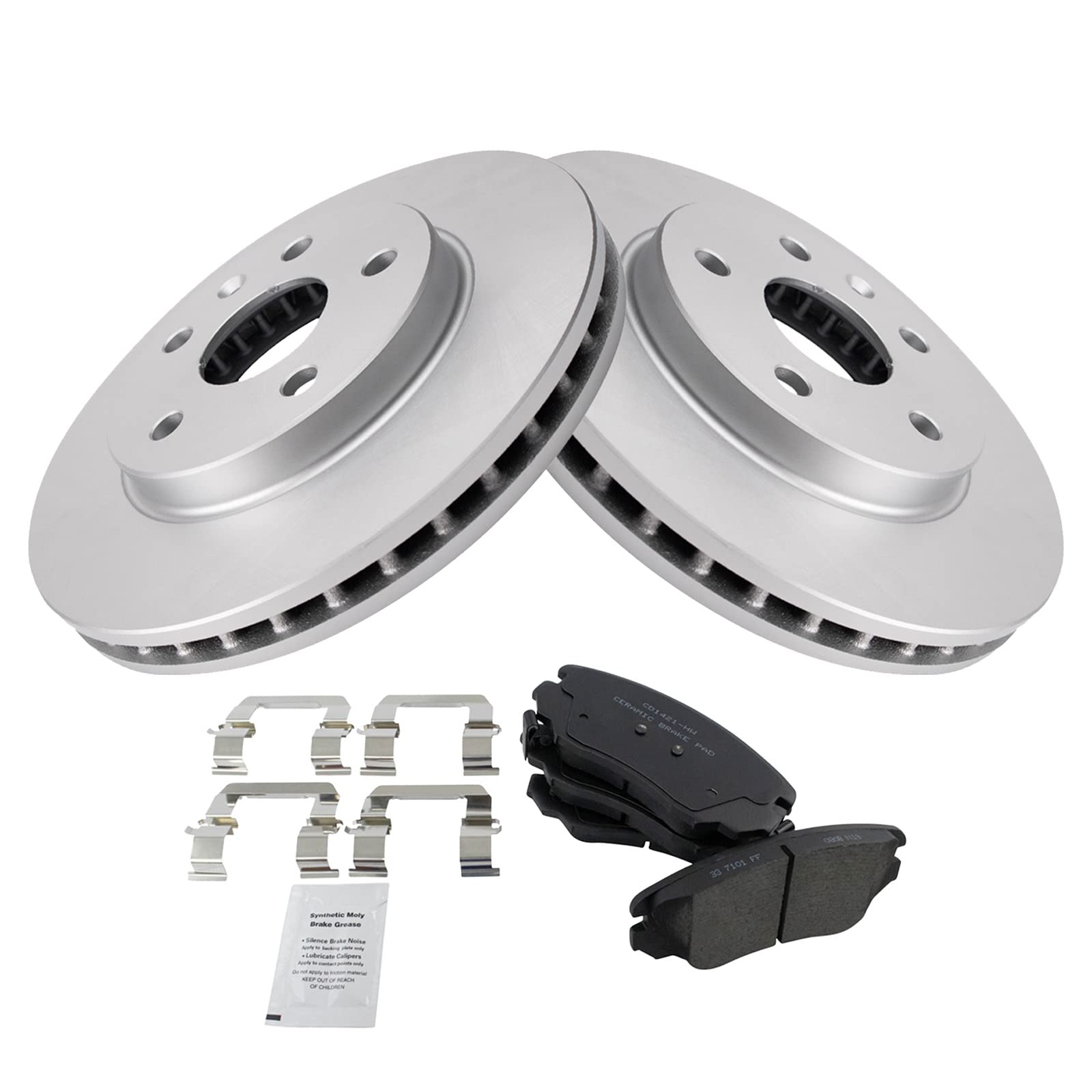 Trq Front Brake Pad & Rotor Kit Brake Pads Brake Rotor Ceramic Premium G-Coated Compatible With 2012-2016 Buick Lacrosse 2011-20