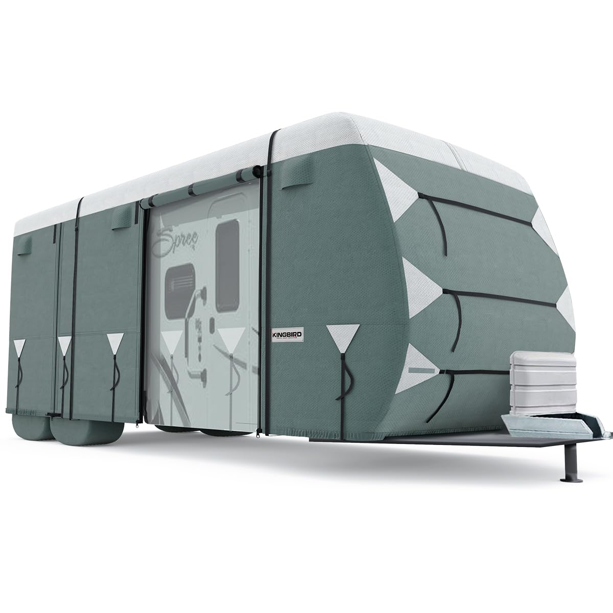 King Bird Upgraded Travel Trailer Rv Cover, Heavy Duty 5 Layers Anti-Uv Top Panel, Durable Camper Cover, Fits 22'- 24' Motorhome
