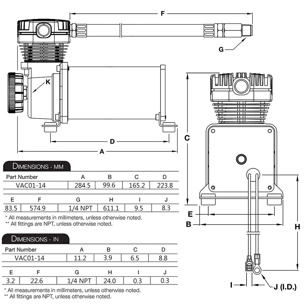 PTNHZ 1/4 NPT DC 12V Air Bag Suspension Compressor Pump Ride Kit - 480c 200 PSI for Auto/Motorcycle