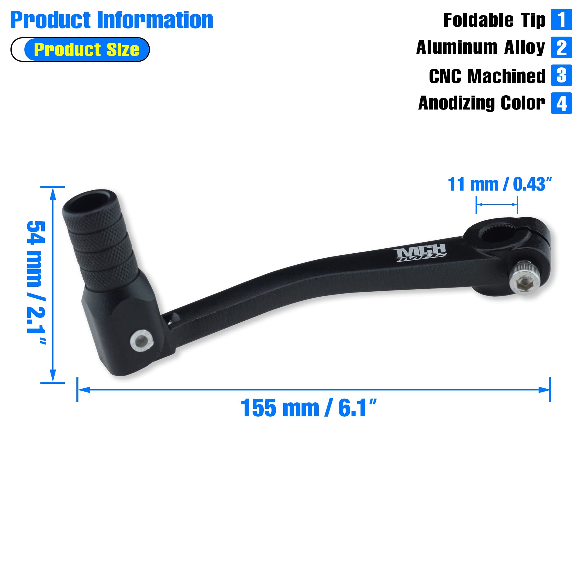 MCHMFG Folding Gear Shifter Shift Lever CNC Aluminum Gear Shifter Shift Lever for XR50 XR80 CRF50 CRF70 50cc-125cc Pit Dirt Bike