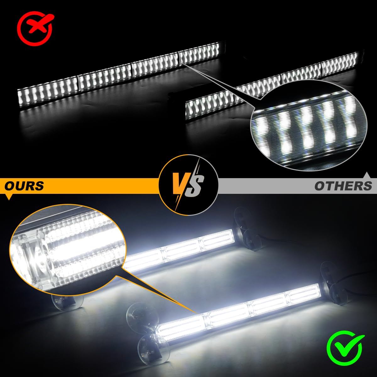 Lrter 2X 17.7 Traffic Advisor Strobe Light Bar Emergency Lights Warning Flashing Safety Responder Front/Rear Window W/Directiona