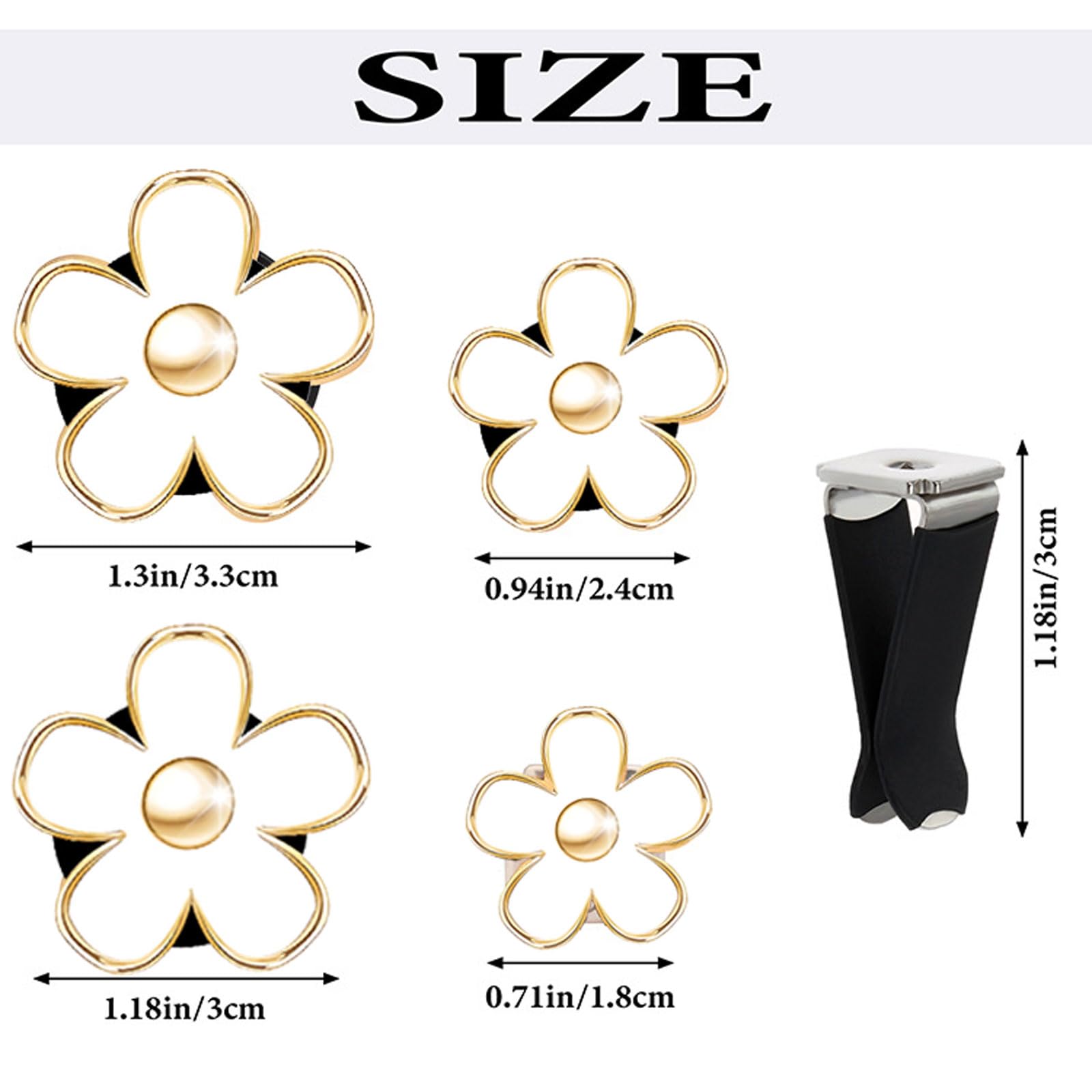 Daisy Car Decoration Flower Air Vent Clip Air Conditioning Outlet Clip (4PCS-White-No Scent)