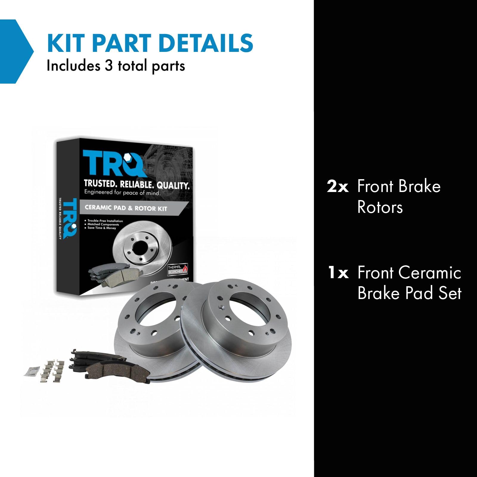 Trq Front Brake Pad & Rotor Kit Ceramic Compatible With 2016-2019 Chevrolet Suburban 3500 Hd