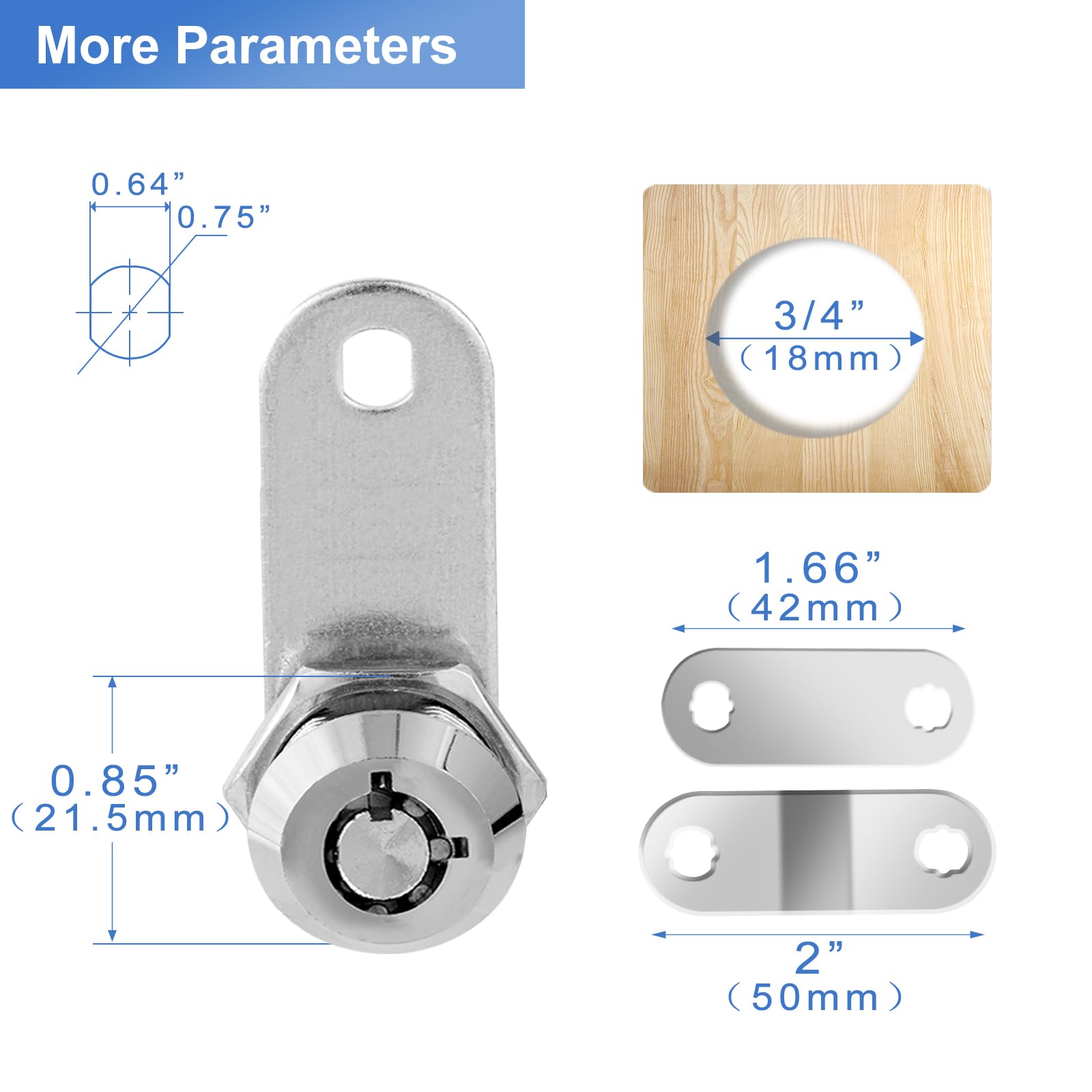 Sissinda Cam Locks Rv Storage Keyed Alike, 1-1/2'' Fits 1-1/4'' Max Door Thickness, Compartment Locks For Camper Trailer Cabinet