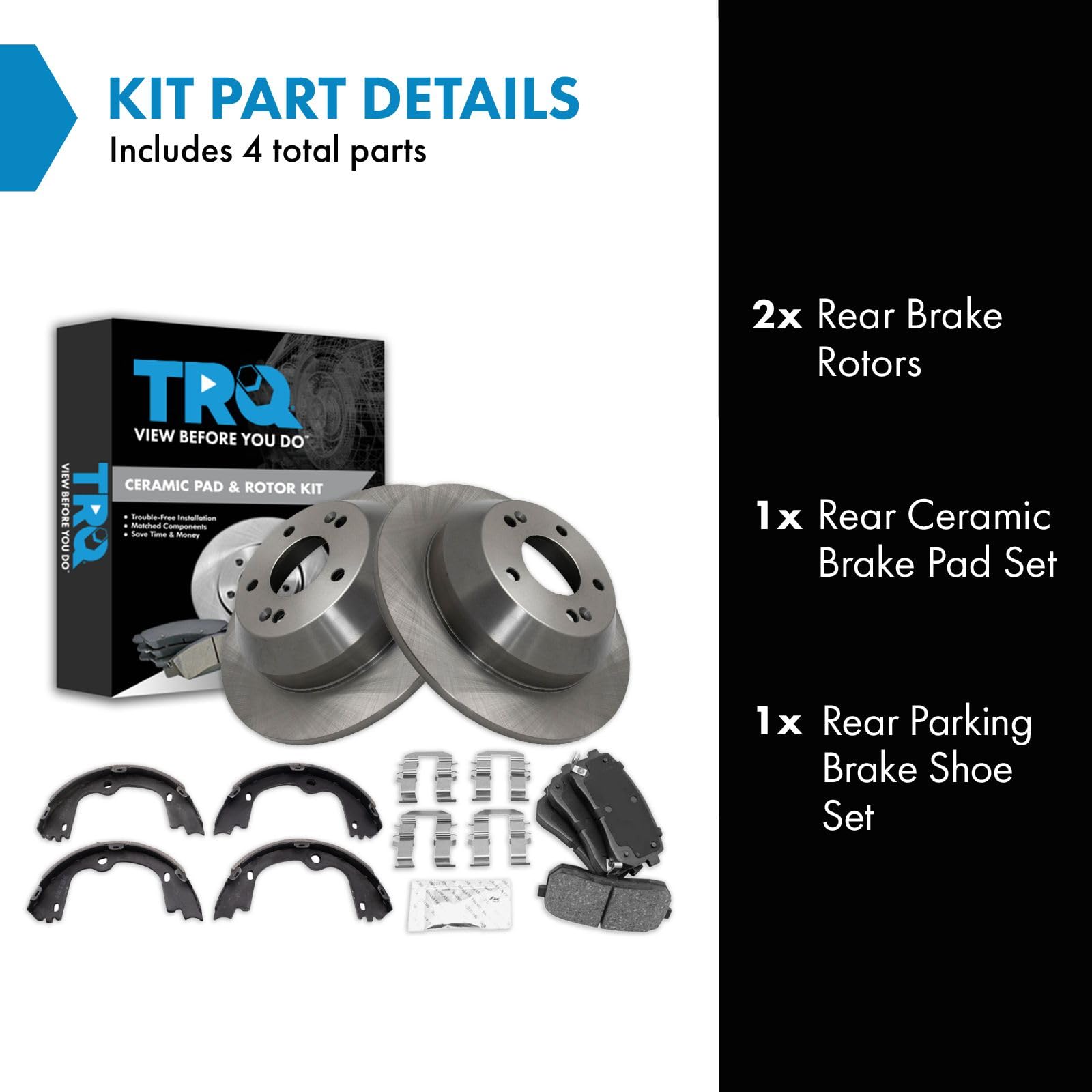 Trq Rear Ceramic Brake Pad & Rotor Kit Compatible With 2015-2016 Kia Sedona
